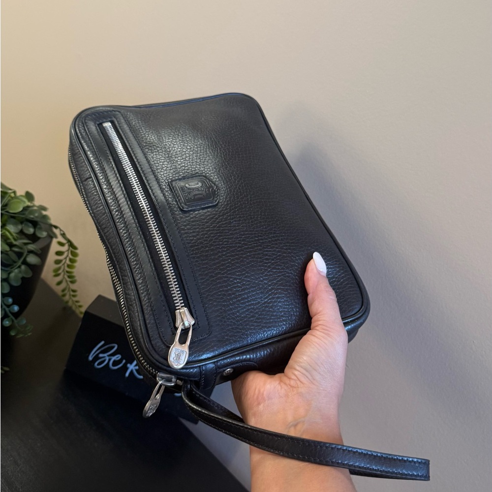 Celine unisex Black Leather Wristlet clutch bag vintage - Picture 3 of 17